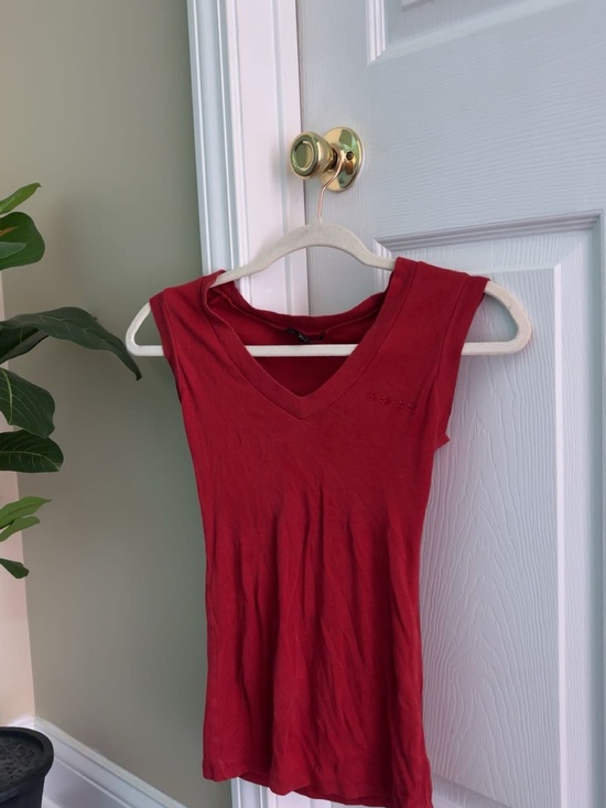 bebe Tops - bebe Deep Red V-Neck Sleeveless Tank